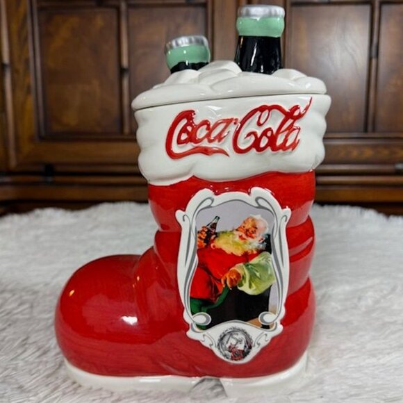 Vintage Coca-Cola 75th Anniversary Santa Boot Stocking Coke on Ice Cookie Jar - Picture 1 of 13